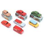 7 nicely restored Corgi Toys. 2x Bedford CA - 10CWT Van, in red K.L.G. Plugs livery and a