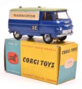 A Corgi Toys Commer Three Quarter Ton Van. An example in 'Hammonds' promotional livery, blue and