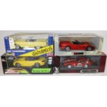 4 1:18 scale cars. UT Models 1998 Chevrolet Corvette in red. Road Signature 1965 Shelby Cobra