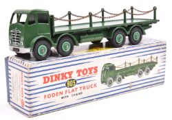 Dinky Supertoys Foden FG Flat Truck with Chains (905). Example with dark green cab, chassis and