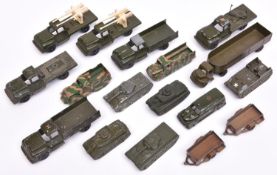 Quantity of Tootsie, Midgetoy and Ralstoy military vehicles. 6 bonneted trucks, variations- with