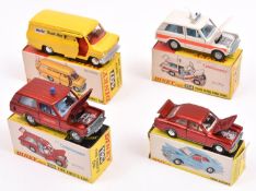 4 Dinky Toys. Ford Transit Van 'Hertz' (407). In yellow. Police Patrol Range Rover (254). In white &