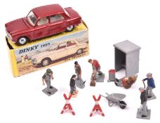 French Dinky Peugeot 204 (510). In metallic red with white interior, spun wheels and black tyres.