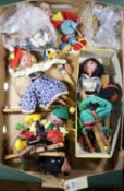 9x Pelham Puppets including; a Mickey Mouse, a Noddy, an Andy Pandy, a Native American, a Nurse, a