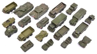 20 Dinky Military Toys. 2x Stalwart, 2x Centurion Tank, 2x Foden 10-Ton Army truck, 2x Armoured