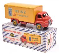 Dinky Supertoys Big Bedford Van 'HEINZ' (923). Red cab and chassis with yellow rear body, yellow