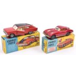 2 Corgi Toys. Marlin by Rambler Sports Fastback (263). In red with black roof & boot, with white