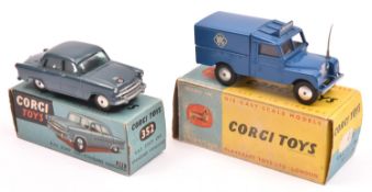2 Corgi Toys. Standard Vanguard R.A.F. Staff Car (352). In blue with RAF roundel. Plus a Land-