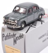 A Pathfinder Models 1954 Morris Oxford Series II saloon (PFM20). An example in dark grey. With