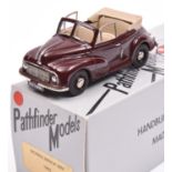A Pathfinder Models white metal 1950 Morris Minor Convertible MM (PFM22). An example in maroon, with