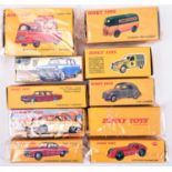 10 Atlas Dinky. Hotchkiss Racing Car (23B), Volkswagen Karmann Ghia (24M), Peugeot Fourgon Tole (