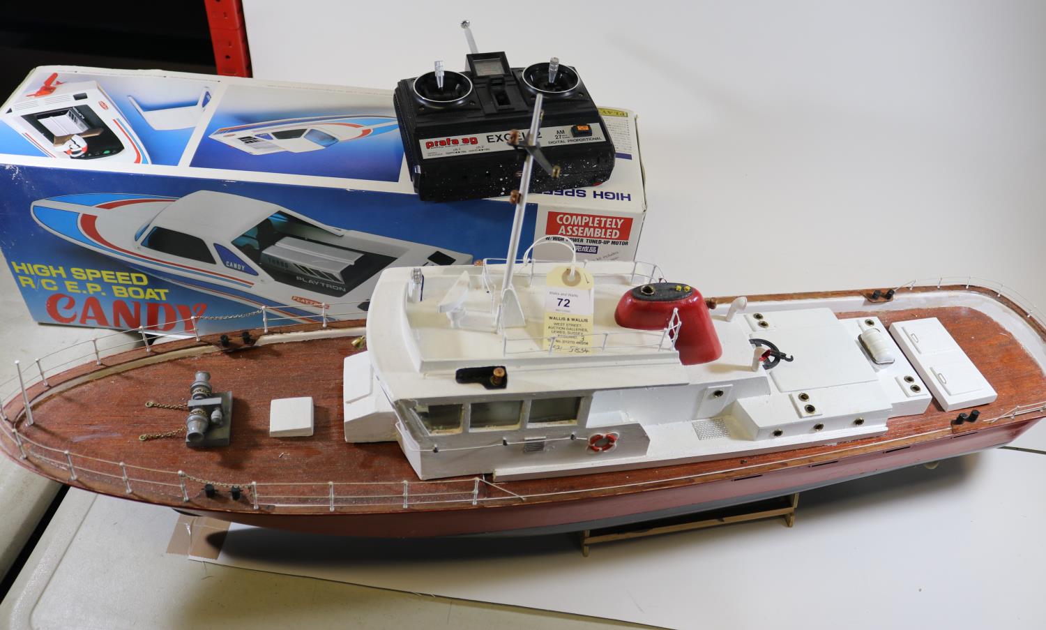 3 radio controlled Ships, one to be completed. A Harbour Launch 'Samson'. Length: 90cm. A plastic