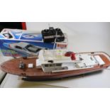 3 radio controlled Ships, one to be completed. A Harbour Launch 'Samson'. Length: 90cm. A plastic