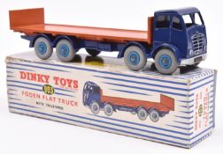 Dinky Supertoys Foden FG Flat Truck with Tailboard (903). Example with dark blue cab and chassis,