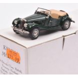Kenna white metal. MG TF Sport Car. An example in dark green (BRG) with tan interior. Boxed, with