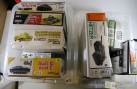 12x Military plastic kits by various makes. Unconstructed kits in 1:35 scale. 2x Great Wall Hobby;