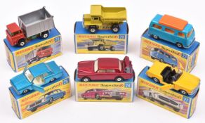 6 Matchbox Superfast. 23. Volkswagen Camper, light blue with orange interior and hinged roof, no