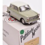 A Pathfinder Models white metal 1967 Austin A40 MKII (PFM 29). An example in pale green with white
