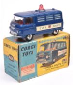 Corgi Toys Commer Police Van (464). US market example in dark metallic blue with City Police on