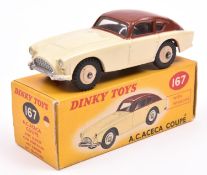 Dinky Toys A.C. Aceca Coupe (167). In cream and chocolate brown, with cream wheels and black