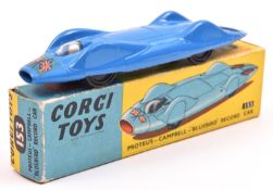 Corgi Toys Proteus-Campbell-'Bluebird' Record car (153A). In light blue livery with the U.K.'S Union