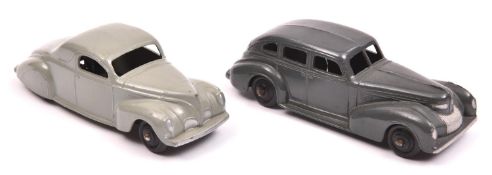 2 Dinky Toys 39 Series. Lincoln Zephyr Coupe (39c). An example in light grey with black crackle