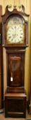 A mid-nineteenth century longcase clock. With a mahogany case, painted face and 2-train movement