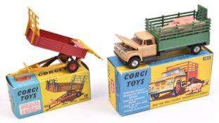 2 Corgi Toys. Dodge Kew Fargo Livestock Transporter with Animals (484). Cab in light brown,