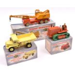 3 Dinky Supertoys. Blaw Knox Heavy Tractor (963). An example in orange with green wheels and green