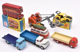 6 Corgi Toys. London Transport Routemaster Bus (468). In red L.T. livery. Plus an MGC GT (345) in