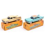 2 Dinky Toys American Cars. Dodge Royal Sedan (191). Example in cream with light brown flash. Plus a