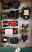 7 Franklin Mint. 1905 Rolls Royce in dark green. 1910 Rolls Royce Silver Ghost 2 seater in red and