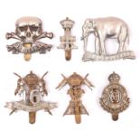 6 Cavalry cap badges: post 1905 16th Lancers, 17th Lancers (smaller size), post 1910 18th Hussars,