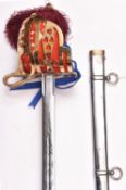 A modern ERII Scottish officer's sword, blade 32" etched with thistles, Royal cypher, badge of the
