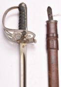 A Geo V 1854 pattern Foot Guards Officer’s sword to the Irish Guards, blade 32" etched with the