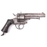 A Belgian 6 shot 9mm Julien solid frame double action pinfire revolver, c 1865, round barrel 108mm,