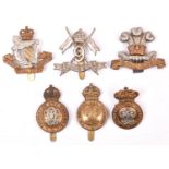 6 Cavalry cap badges: Vic 7th Hussars, KC 7th Hussars and WWI all brass, 8th Hussars (QEII), 9th