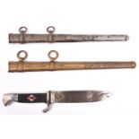A Third Reich Hitler Youth knife, Fahrtenmesser, the blade with no motto, Eickhorn and RZM marks, “
