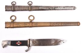 A Third Reich Hitler Youth knife, Fahrtenmesser, the blade with no motto, Eickhorn and RZM marks, “