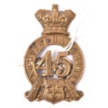 A pre 1881 brass glengarry badge of the 45th Regiment, GC (lugs AF) £30-40