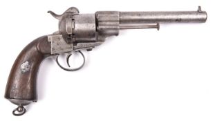 A French 6 shot 12mm Lefaucheux Model 1854 single action pinfire revolver, number 5638 and “LF”