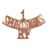 A scarce brass shoulder title of the 1st Sportsmans Battalion, Royal Fusiliers. GC Plate 3 £30-35