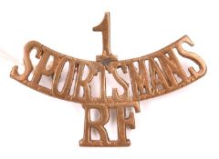 A scarce brass shoulder title of the 1st Sportsmans Battalion, Royal Fusiliers. GC Plate 3 £30-35