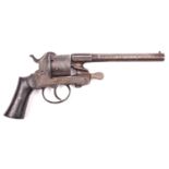 A French 6 shot 9mm Javelle type Michalon double action pinfire revolver, c 1860, round barrel
