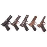 3 air pistols: pre 1958 .22" Webley Mark I, number 429, GWO & QGC (worn with patches of rust and