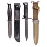 A US fighting knife, clipped back blade 6" marked “Kabar 1309 USA”, rosewood hilt, in its black