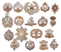 18 Infantry OR’s cap badges, mostly WWII pattern but including KC and ERII Ryl Hampshire Regt, pre