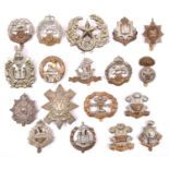 18 Infantry OR’s cap badges, mostly WWII pattern but including KC and ERII Ryl Hampshire Regt, pre