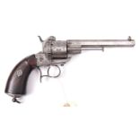 A French 6 shot 12mm Lefaucheux Model 1860 single action pinfire revolver, number 3074, octagonal