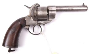 A French 6 shot 12mm Lefaucheux Model 1854 single action pinfire revolver, of the type adopted by